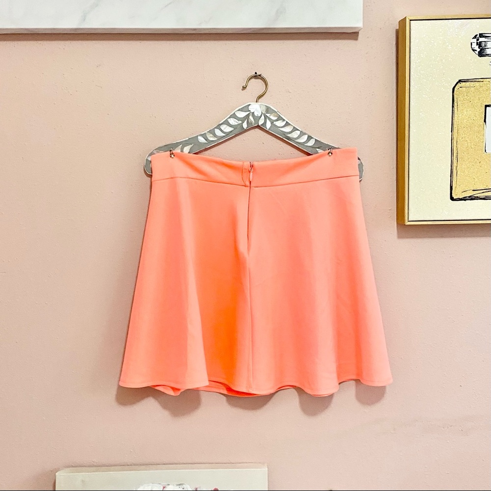 Charlotte Russe | Neon Coral Scuba Skater Skirt - Picture 3 of 3